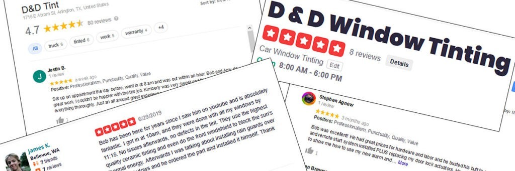 D&D Tint Reviews and Testimonials in Arlington, TX